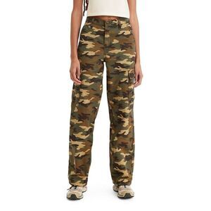 Levi's Women's Mid Rise Wide Relaxed Cargo Pants L Grape Leaf Emily Camo